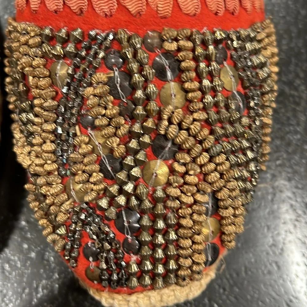 Bacio 61 Anthropologie Beaded Ankle Strap Espadrilles Size 7.5